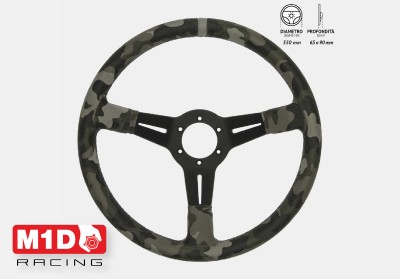 Руль спортивный CAMO вылет 65мм. замша 3-и спицы диам. 350мм.