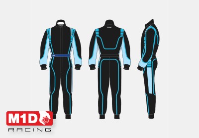 HRX комбинезон детский для картинга FUJI чёрный/голубой р-р. 150