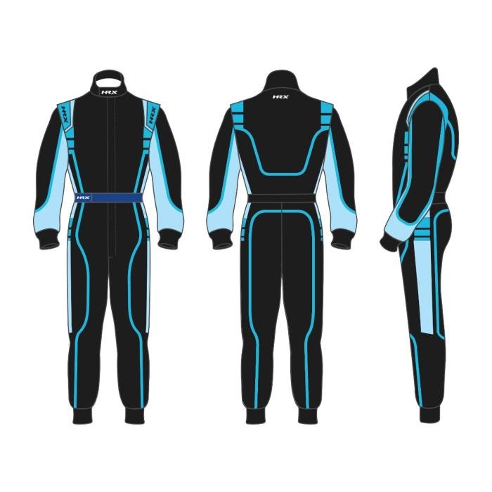 HRX комбинезон детский для картинга FUJI чёрный/голубой р-р. 150