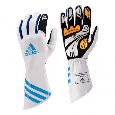 Перчатки для картинга Adidas XLT белый/голубой/синий р-р. XXS/7