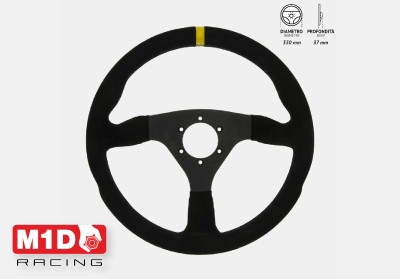 Руль спортивный вылет 37мм. замша 3-и спицы диам. 350мм.