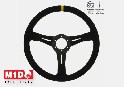 Руль спортивный вылет 90мм. замша 3-и спицы диам. 350мм.