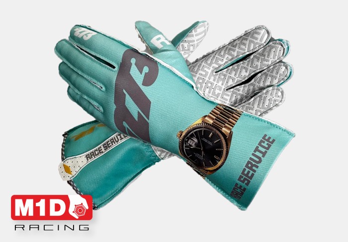Перчатки для картинга -273 x RACE SERVICE AQUA/GREEN Asymmetric р-р.XL