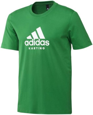 Футболка с логотипом adidas Karting зеленая/белая р-р. L