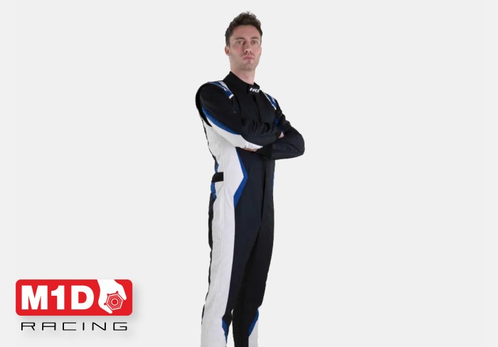 Комбинезон пилота HRX VELOCE2 FIA (8856-2018) огнеупорный черный/белый/синий, р-р 54