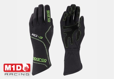 Перчатки для картинга детские Sparco BLIZZARD KG-3 чёрный/зеленый р-р. 5