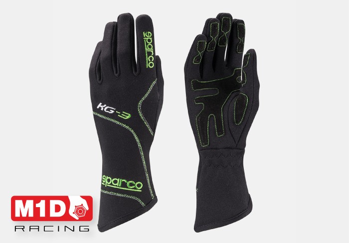 Перчатки для картинга детские Sparco BLIZZARD KG-3 чёрный/зеленый р-р. 5