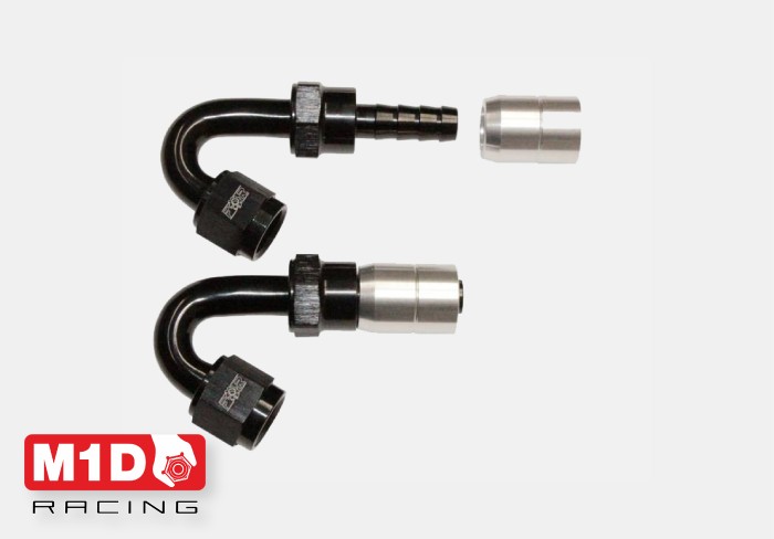 Фитинг AN6 (мама) 120* обжимной под шланг 200/210-06D (Alu)