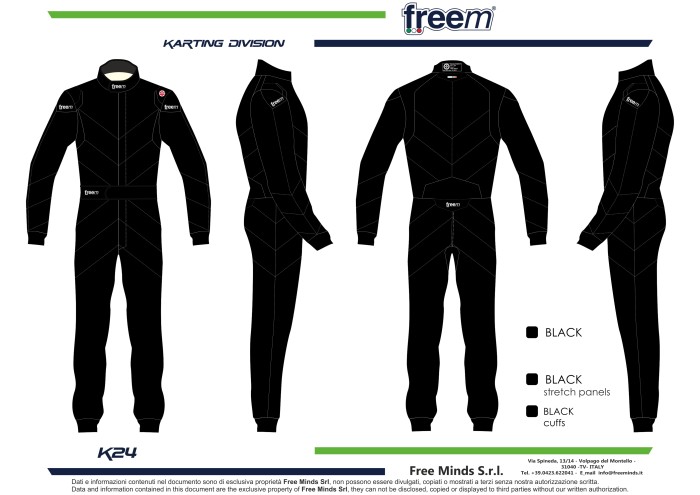 Freem комбинезон для картинга K24-001 чёрный р-р 44.