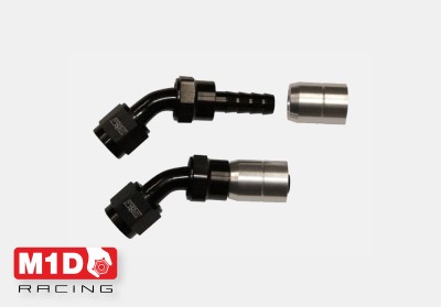 Фитинг AN6 (мама) 45* обжимной под шланг 200/210-06D (Alu)