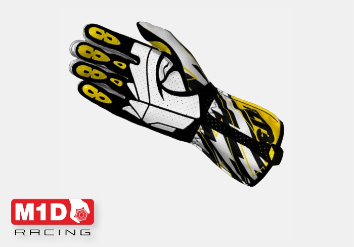 Перчатки для картинга -273 BLITZ чёрный/белый/жёлтый р-р. XXXS