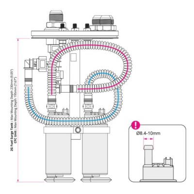 Монтажный комплект установки двух топливных насосов в баке ? 7,5 - 10 мм Nuke Performance