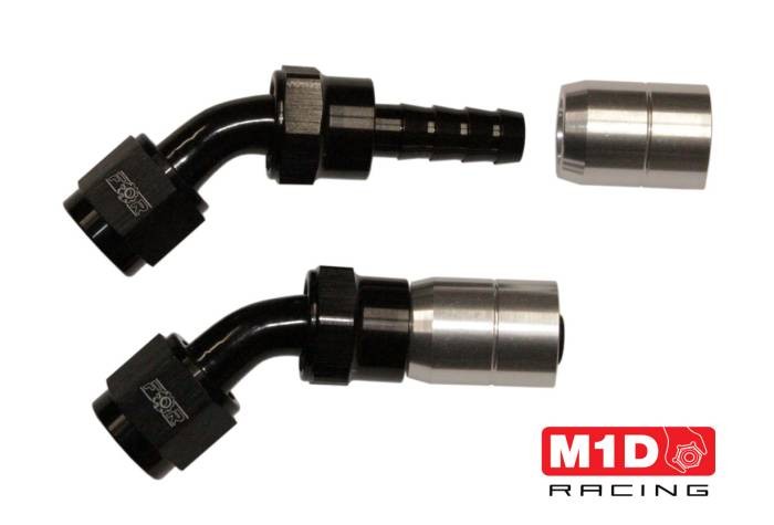 Фитинг AN8 (мама) 45* обжимной под шланг 200/210-08D (Alu)