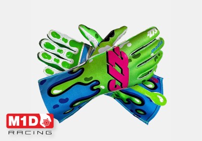 Перчатки для картинга -273 Mad56 зелёный/синий/розовый р-р. XXXS